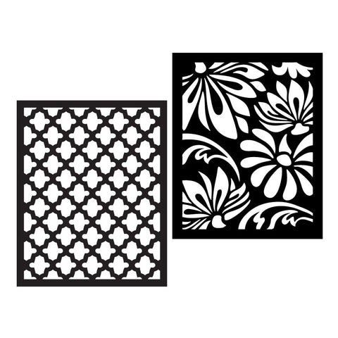 SA051 Floral Filigree Stencil Pair